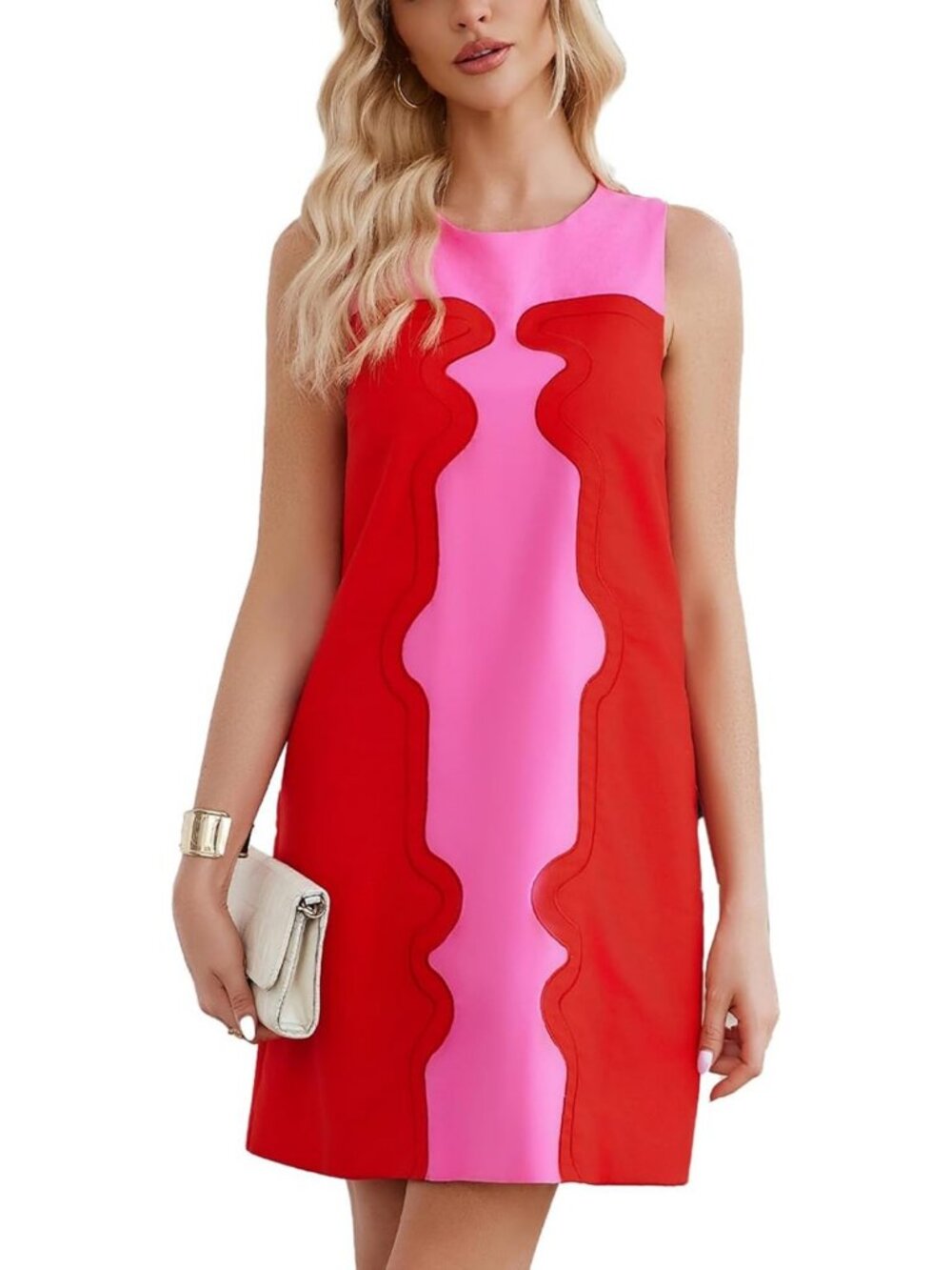 Color Block Shift Dress | Embroidered 60s Mini Dress for Women | Vintage Style